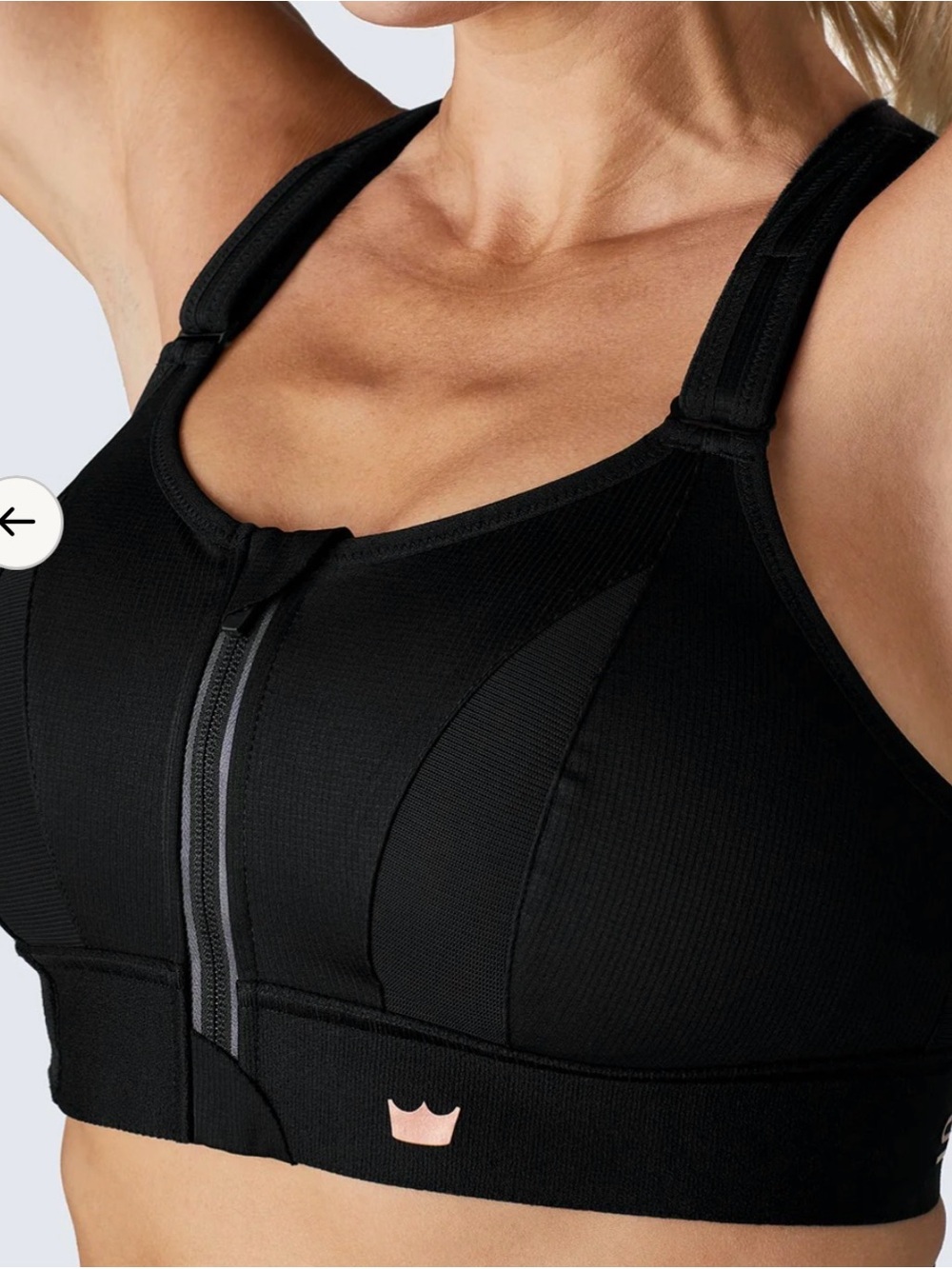 SHEFIT Black Front-Zip High-Impact Support Sports Bra